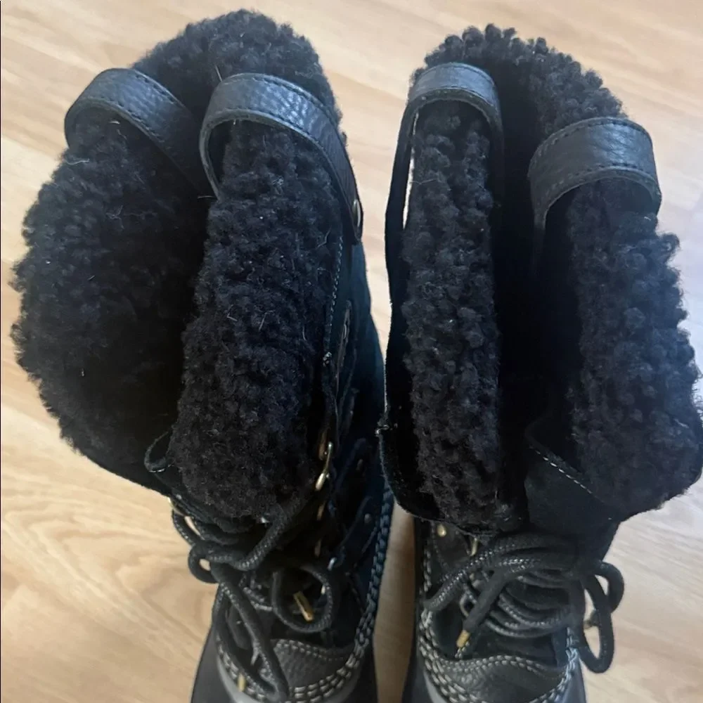 Sorel Black Weatherproof Boots Size 6 Sherling Snow Outdoor